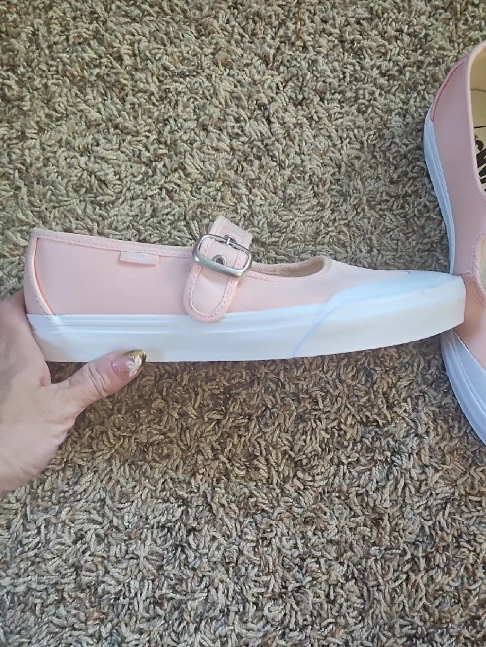 Vans Kids Pale Pink Mary-Jane Sneakers with White Toe